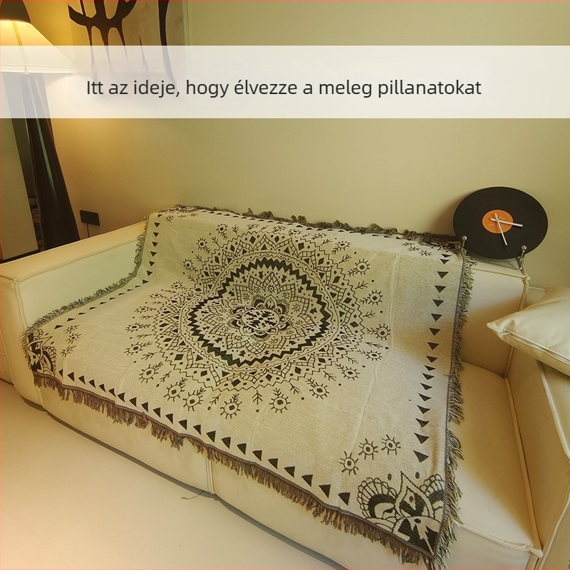 Skandináv stílusú kültéri kemping pléd és gobelin ágyhoz és kanapéhoz — porálló, teljes borítás
