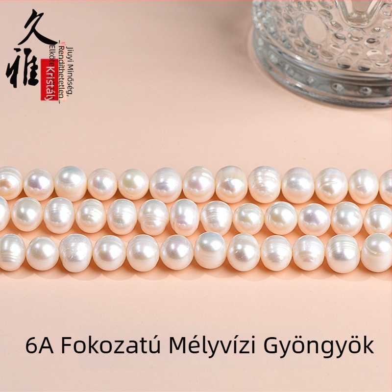 Természetes édesvízi gyöngyök, szabadon felfűzhető gyöngyök, kerek gyöngyök DIY ékszerekhez, nyaklánc alkatrészek
