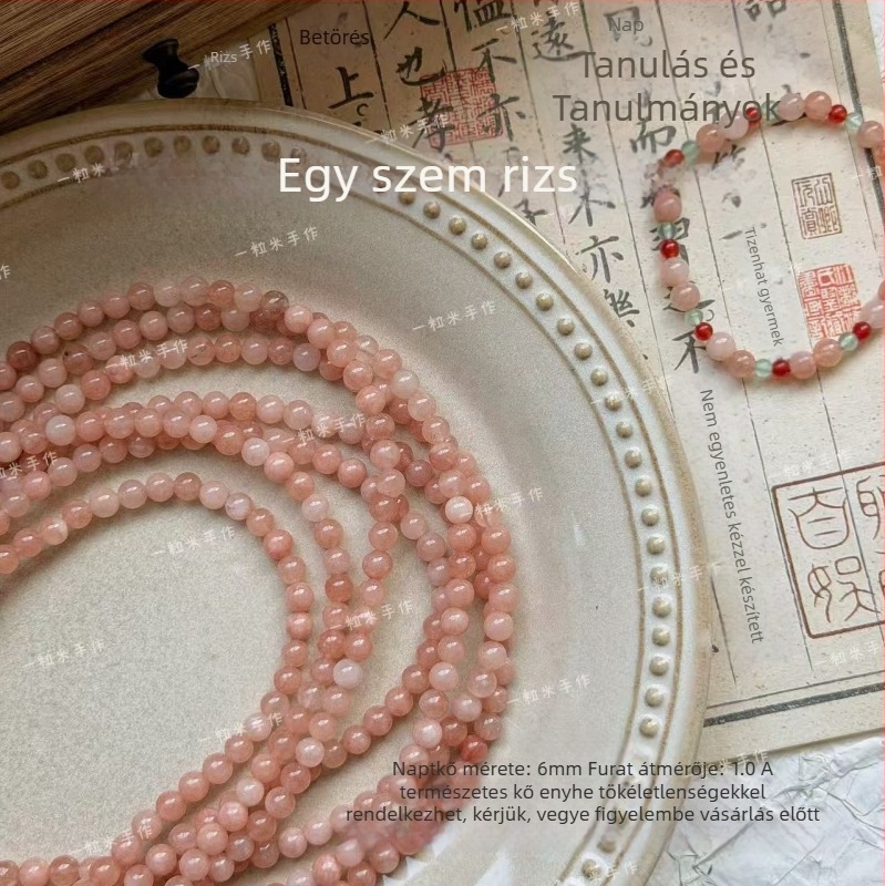 Rózsaszín-zöld természetes kő gyöngyök DIY karkötőhöz és nyaklánchoz – 4 mm