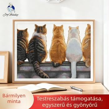 Naplementés táj keresztszemes készlet 14-count pamutvászonra, DIY hímzés, függő dekoráció a nappaliba és a hálószobába