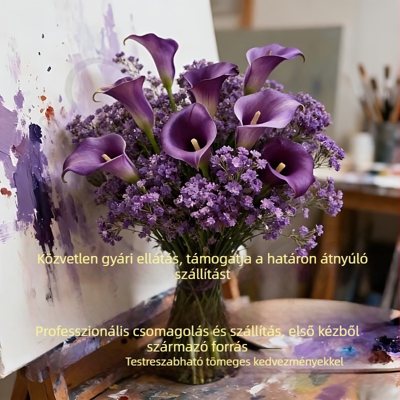 Lila művirágok: Calla-liliom és Baby's Breath keverék