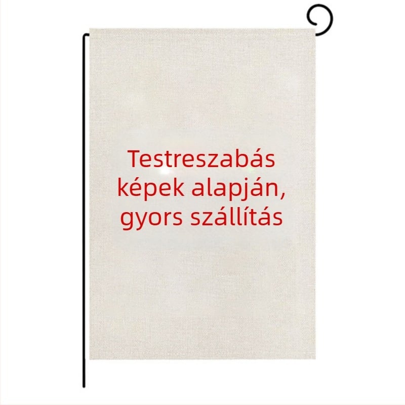 Őszi Hálaadás kertre szánt zászló – fekete macskás virágmintás, lenanyagú