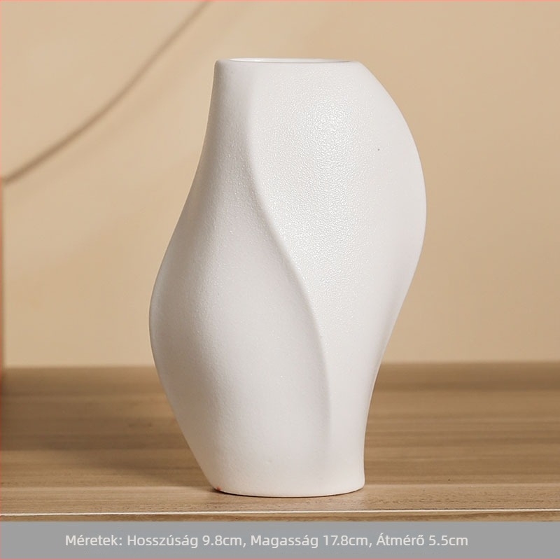 Európai stílusú kerámiaváz, fehér porcelán a lakásdekorációhoz, nappaliba és hálószobába.