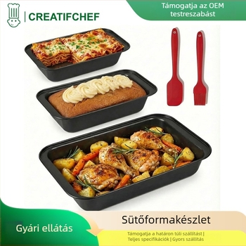 Háztartási tapadásmentes téglalap alakú tepsi sütéshez — készlet hús, sütemény és kenyér sütéséhez, multifunkcionális, kompatibil szilikon spatulával