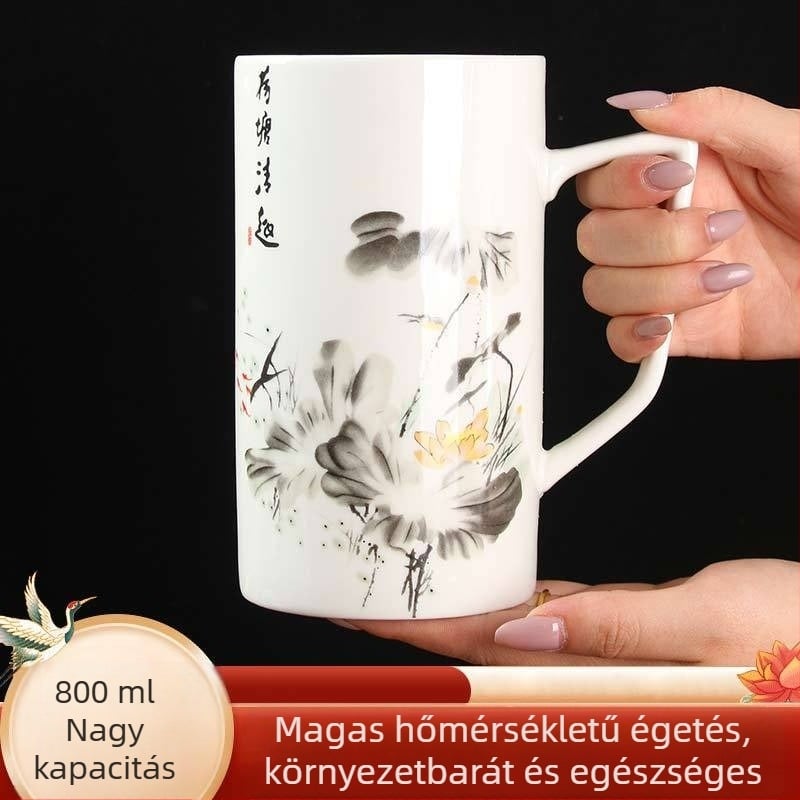 800 ml extránagy kapacitású kerámia bögre – irodai, reggeli és otthoni használatra