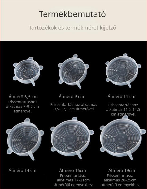 Élelmiszer-minőségű szilikon tálfedő, univerzális, újrahasználható, zárófedél háztartási tálakhoz