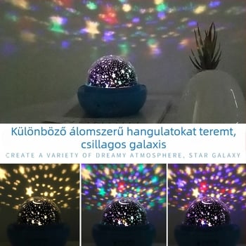 Eper formájú lampa csillagos égbolttal, romantikus forgó éjjeli fény vetítéssel, szemkímélő dizájnnal gyerekek születésnapjára
