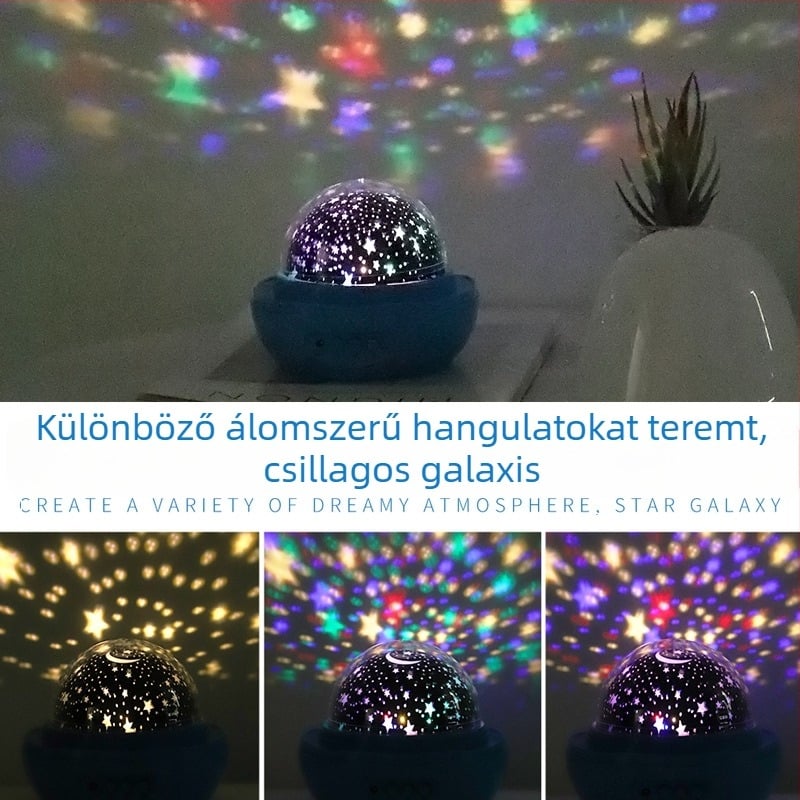 Eper formájú lampa csillagos égbolttal, romantikus forgó éjjeli fény vetítéssel, szemkímélő dizájnnal gyerekek születésnapjára