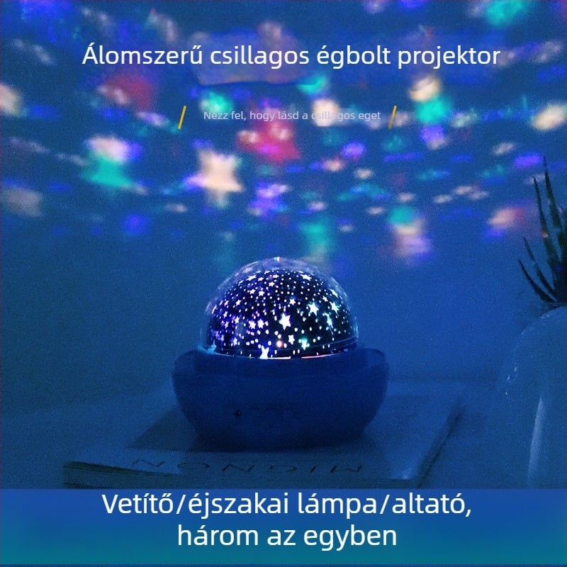 Eper formájú lampa csillagos égbolttal, romantikus forgó éjjeli fény vetítéssel, szemkímélő dizájnnal gyerekek születésnapjára