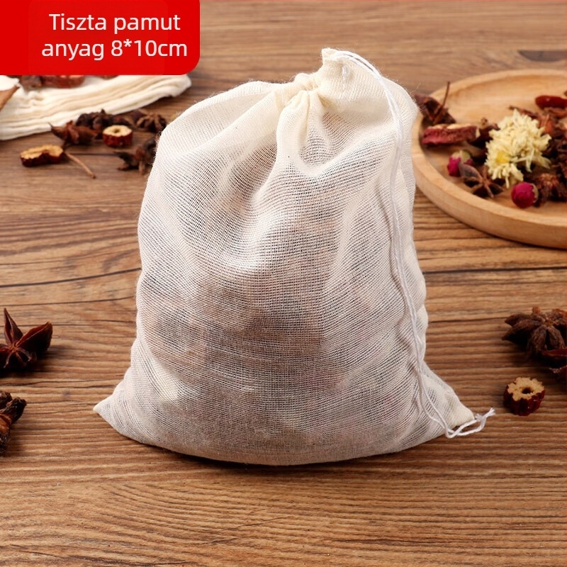 Pamut szűrőzacskó tea és főzetekhez, géz zacskó