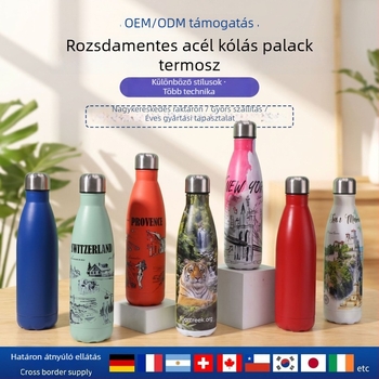 304 rozsdamentes acélból készült szigetelt kulacs, 500 ml, sportos víztartó gravírozható logóval