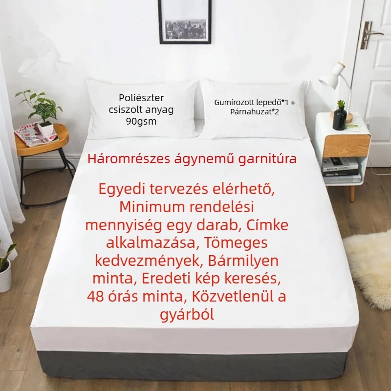 3 részes lepedő garnitúra virágos növénymintával, digitális nyomtatású, 2,2 m ágyhoz, felnőttek és gyerekek számára