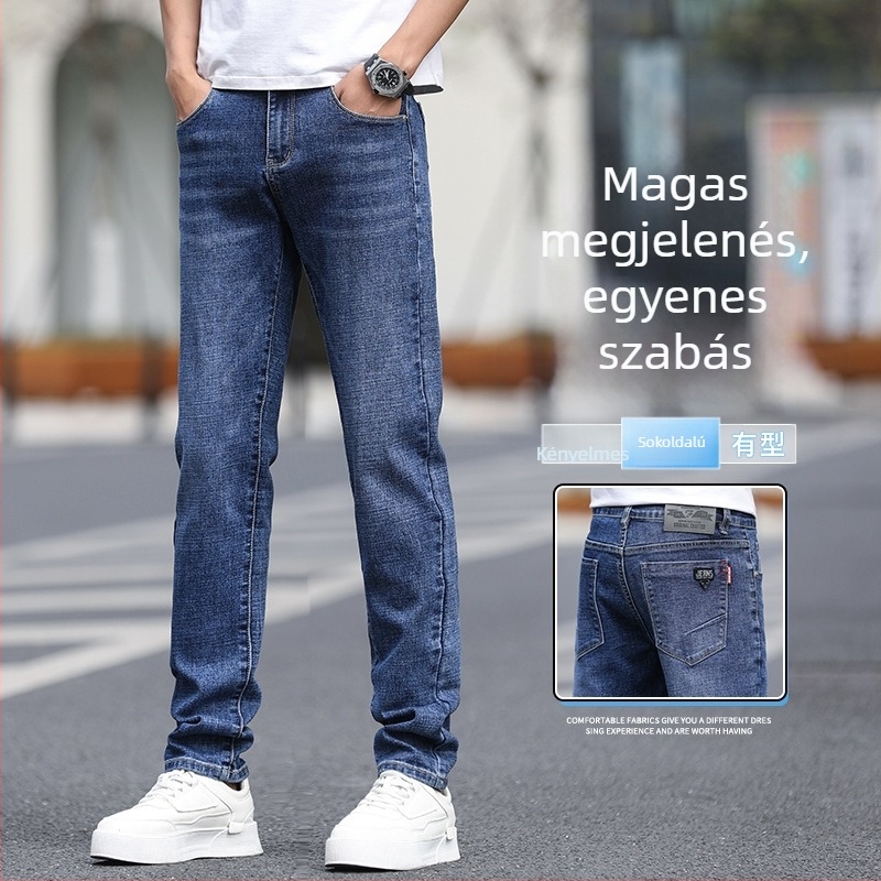 Férfi slim-fit egyenes fazonú farmer, kék, 2025