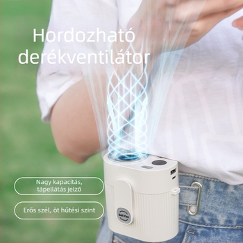 Derékhoz rögzíthető kültéri ventilátor, nagy akkumulátor kapacitással, hosszú üzemidő, hordozható hűtőventilátor túrázáshoz