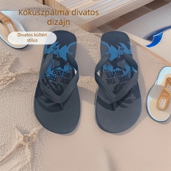 Férfi kültéri strand papucs PVC felsőrésszel és PE talppal, könnyű, lélegző, csúszásmentes
