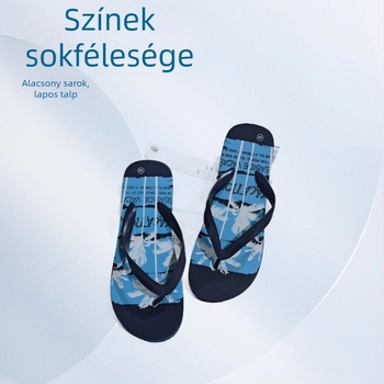 Férfi nyári kültéri csúszásmentes flip-flop papucs, puha talppal, kényelmes és könnyű strandcipő