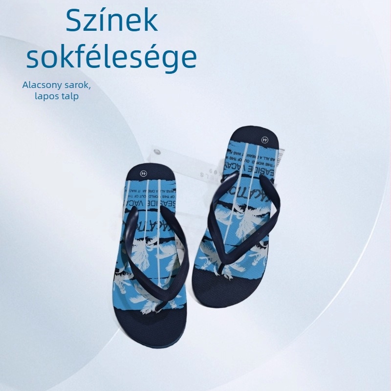 Férfi nyári kültéri csúszásmentes flip-flop papucs, puha talppal, kényelmes és könnyű strandcipő