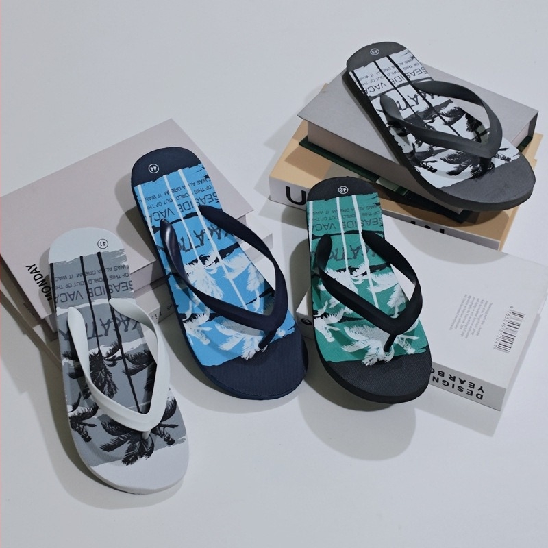 Férfi nyári kültéri csúszásmentes flip-flop papucs, puha talppal, kényelmes és könnyű strandcipő