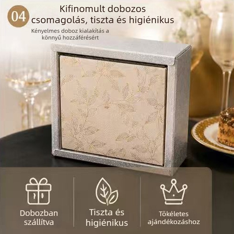 Aranyozott növényi mintás szalvéta nyersfa cellulózból