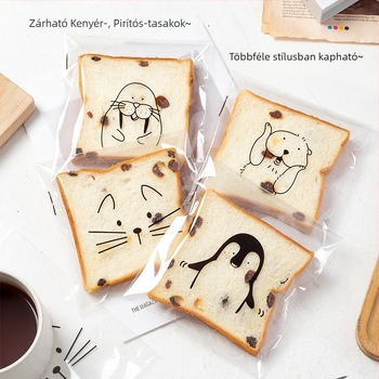 Átlátszó zipzáras kenyérzsákok bagelhez, pirítósokhoz és fánkokhoz; önzáró csomagoló tasakok piknikhez.