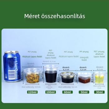 Fedéllel ellátott szószos pohár, kis zselés pudinges doboz, integrált fűszeres tartály