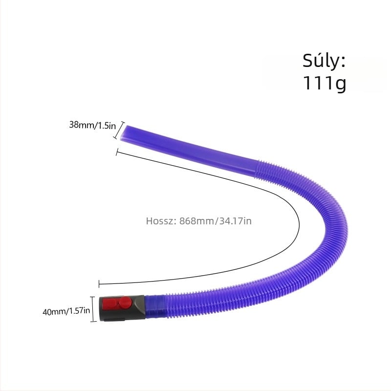 Dyson V7-V15 porszívó kiegészítők: szárítógép tisztító tömlő és lapos szívófej a szűk résekhez