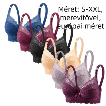 Új csipkés vékony fazonú melltartó plusz méretben, állítható vállpántokkal, hátul kettős horogzár, anyai stílusú fehérnemű