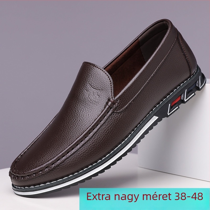 KLKYKO férfi slip-on bőrcipő, nagy méretek 38-48, kényelmes vezetéshez és mindennapi viselethez