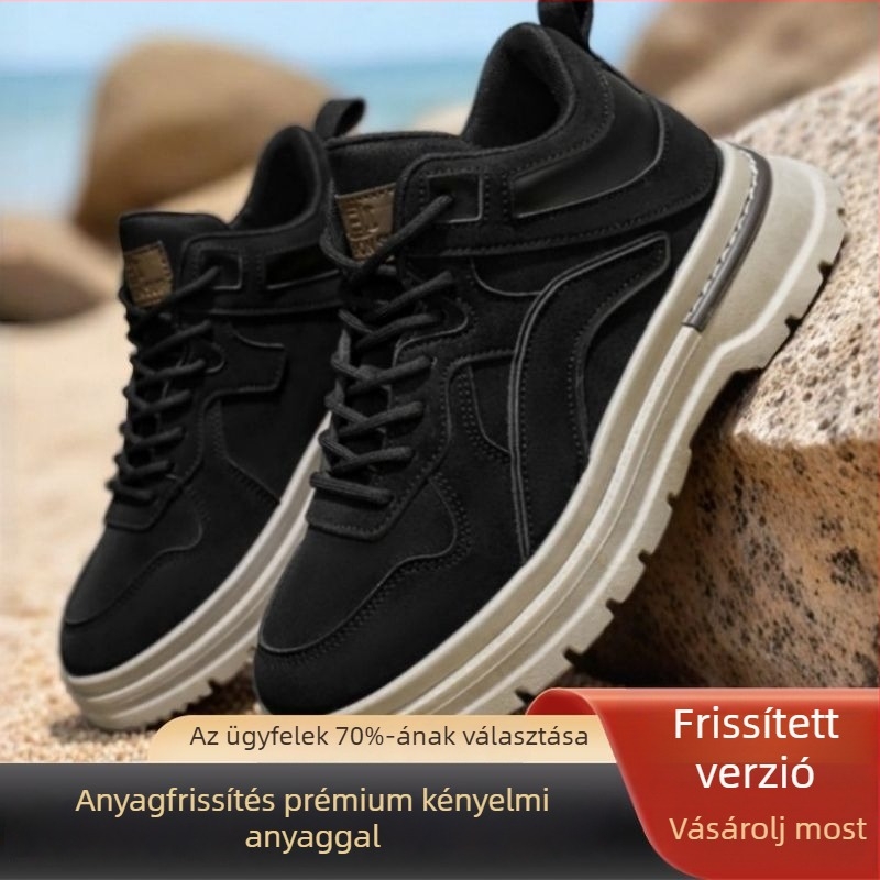 Őszi új férfi munkás csizmák, retro stílus, alacsony profilú sportcipők és mindennapi vászoncipők