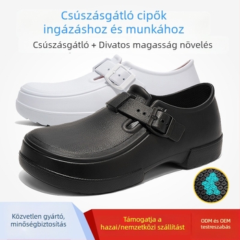 Uniszex konyhai cipő, csúszásmentes és olajálló, légáteresztő, szakács cipő, catering személyzetnek; kényelmes hosszú állás közben; magasságot növelő; testre szabható.