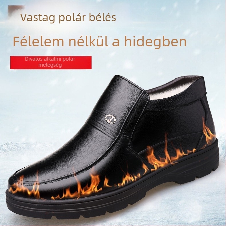 Férfi Martin csizmák első osztályú marhabőrből, meleg fleece belsővel, csúszásmentes talppal, vízálló téli cipő
