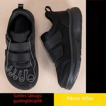 Uniszex hálós felsőjű sportcipő időseknek, széles orrlyukú, könnyű, puha talpú, Velcro zárás