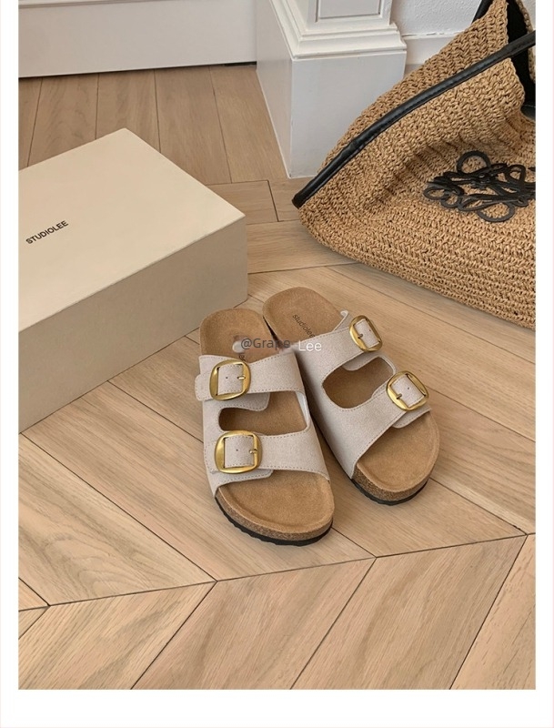 Női vastag talpú velúr bőrszandál Birkenstock-stílusban, egy pánttal
