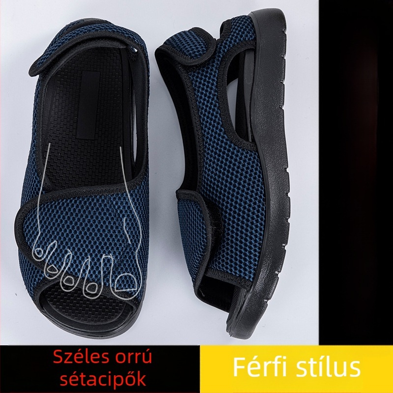 Csúszásmentes, állítható otthoni szandálok duzzadt és széles lábakhoz, idős és terhes felhasználók számára, lábujjak és körmök védelmére