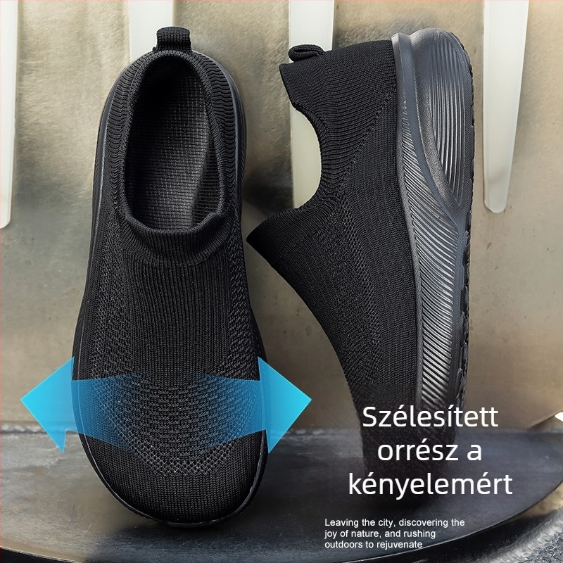 Férfi sétacipők, könnyűek, slip-on kialakítású, 4E széles méret, zokniszerű cipő