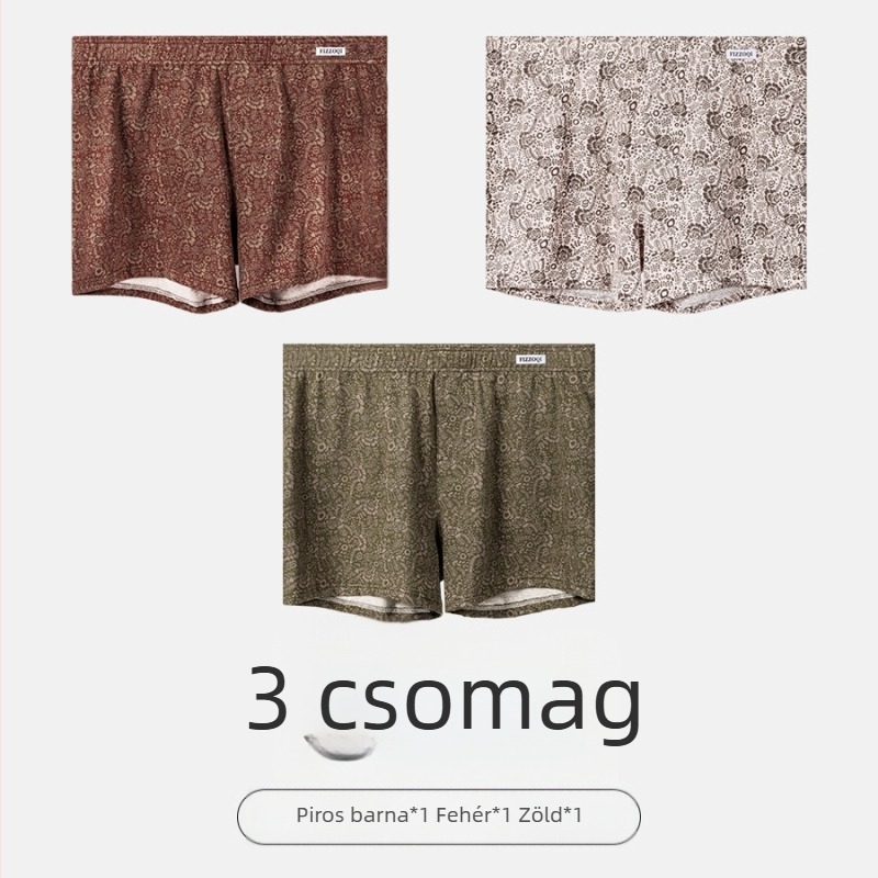 Férfiak magas derekú boxer rövidnadrág rózsaszín virágmintával, pamut, lélegző, bőrbarát