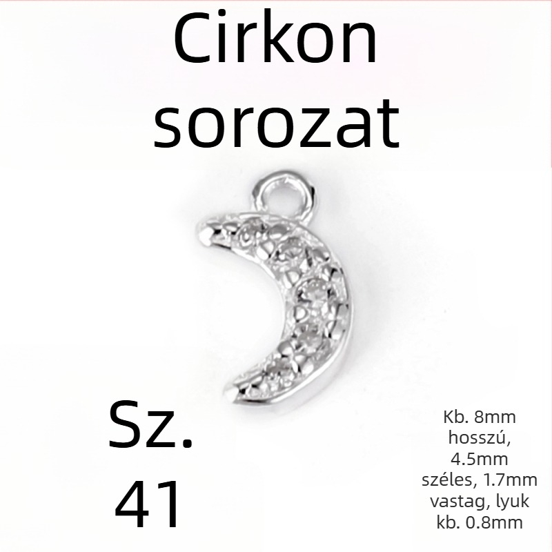 925-ös ezüst kis csillag és hold medál cirkóniával, DIY karkötőhöz és nyaklánchoz