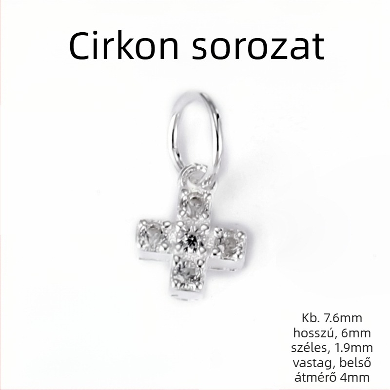 925-ös ezüst kis csillag és hold medál cirkóniával, DIY karkötőhöz és nyaklánchoz