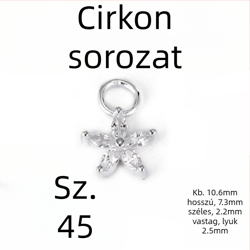 925-ös ezüst kis csillag és hold medál cirkóniával, DIY karkötőhöz és nyaklánchoz