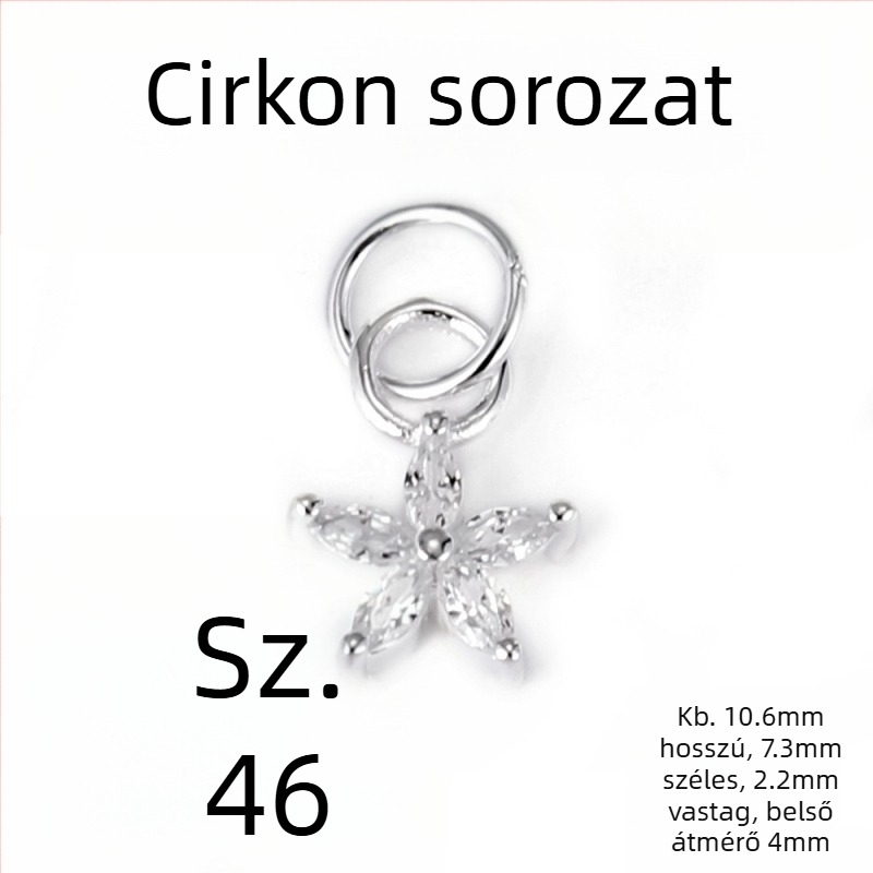 925-ös ezüst kis csillag és hold medál cirkóniával, DIY karkötőhöz és nyaklánchoz