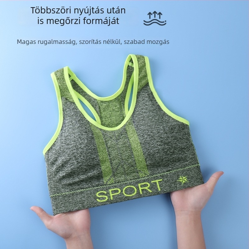Női vezeték nélküli sportmelltartó racerback, jóga felső, lélegző nylon