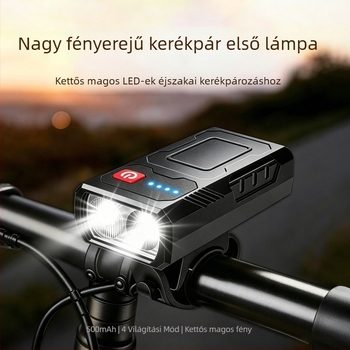 USB-C újratölthető első kerékpár lámpa – éjszakai bringázáshoz, kültéri kerékpározáshoz, MTB-hez, akkumulátor-üzemidő jelzővel