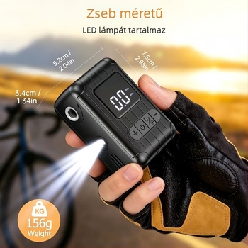 Hordozható mini brushless elektromos kerékpárpumpa intelligens nyomás-szabályozással országúti és terepkerékpározáshoz