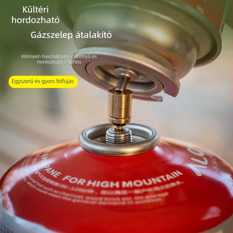 Sárgaréz gázpalack-szelep és felfúvó adapter kemping tűzhelyekhez