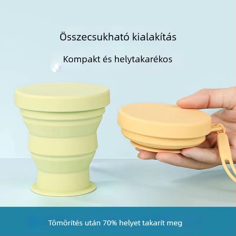 Összecsukható szilikon pohár vízhez – utazáshoz és kempingezéshez