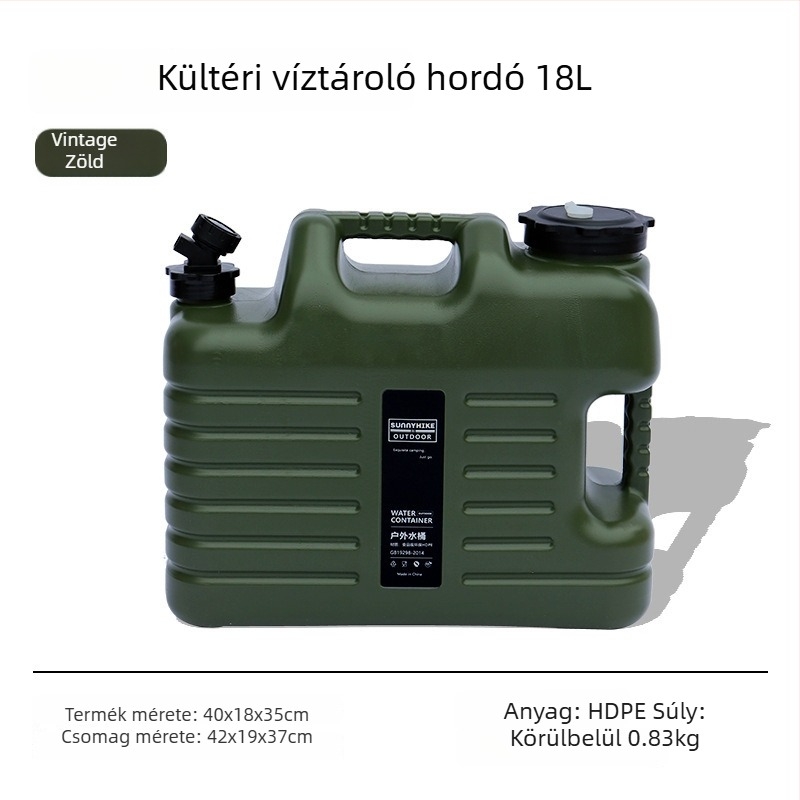 Élelmiszer-minőségű kültéri víztároló vödör, 12L/18L, hordozható kempingezéshez és autóhoz