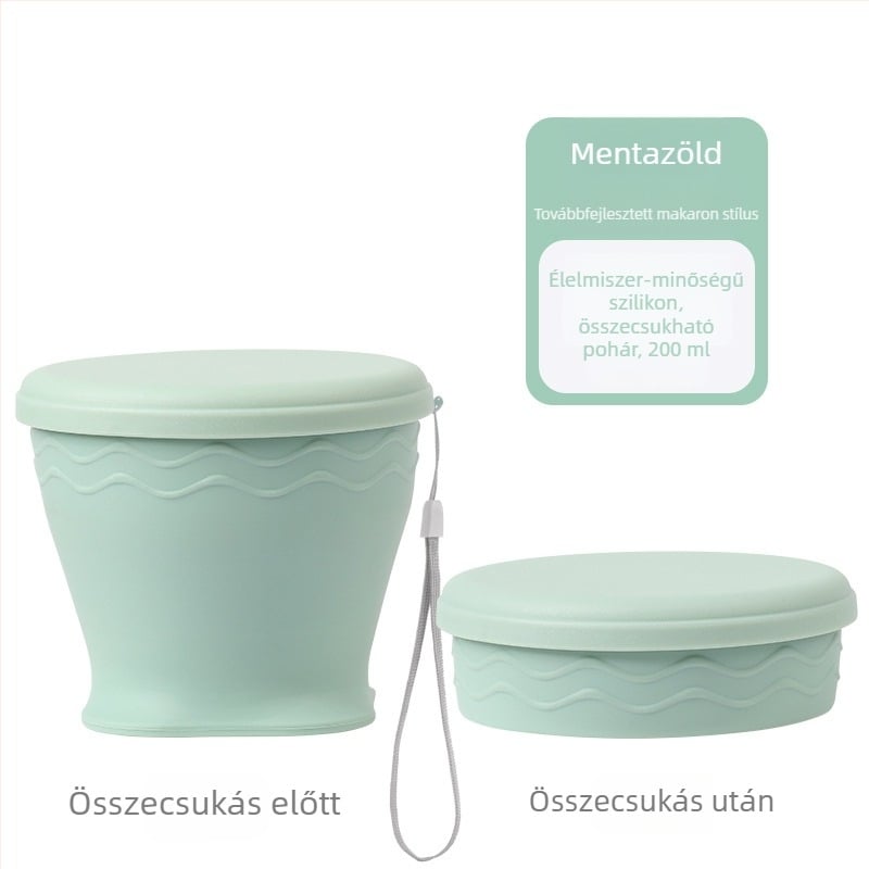 Élelmiszer-minőségű szilikon összecsukható vízcsésze, hordozható, magas hőmérséklet-álló, kültéri használatra, utazásokhoz és szájöblítésre