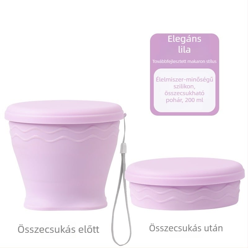 Élelmiszer-minőségű szilikon összecsukható vízcsésze, hordozható, magas hőmérséklet-álló, kültéri használatra, utazásokhoz és szájöblítésre