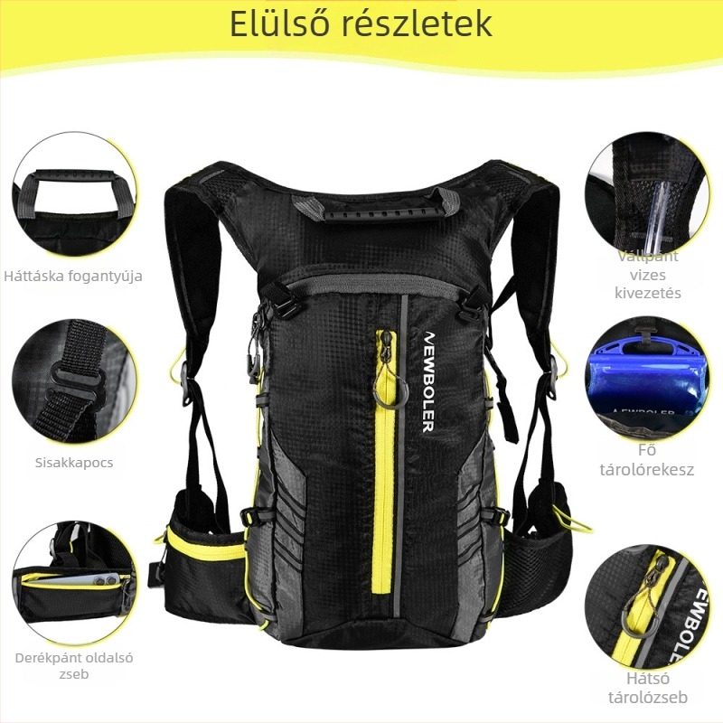 Kerékpáros hátizsák kültéri sportokra, összecsukható, lélegző, könnyű, víztartállyal