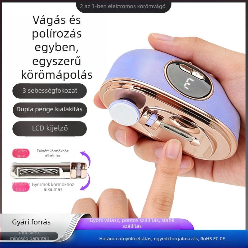 Elektronikus körömvágó babáknak és kisgyermekeknek, megelőző behúzódás elleni, kettős használatú körömcsiszoló kézre és lábra, teljesen automata körömvágó felnőtteknek és gyerekeknek